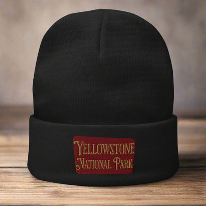 Yellowstone Sign Embroidered Beanie Beanie Park Service Apparel Black