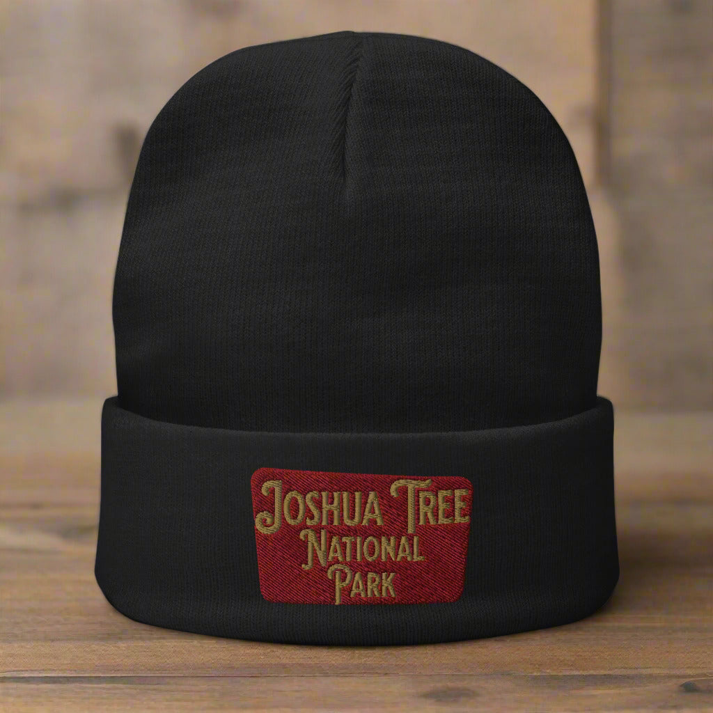 Joshua Tree Sign Embroidered Beanie Park Service Apparel Black