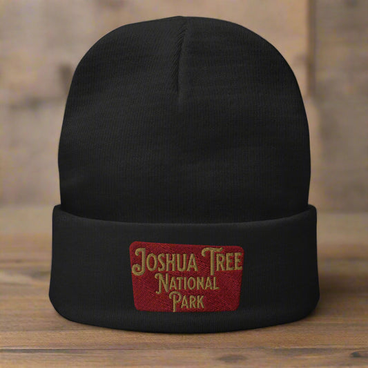 Joshua Tree Sign Embroidered Beanie Park Service Apparel Black