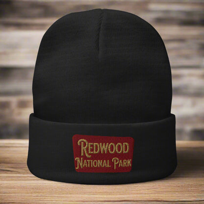Redwood National Park Embroidered Beanie Beanie Park Service Apparel Black