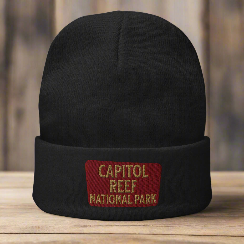 Capitol Reef Embroidered Beanie Beanie Park Service Apparel Black