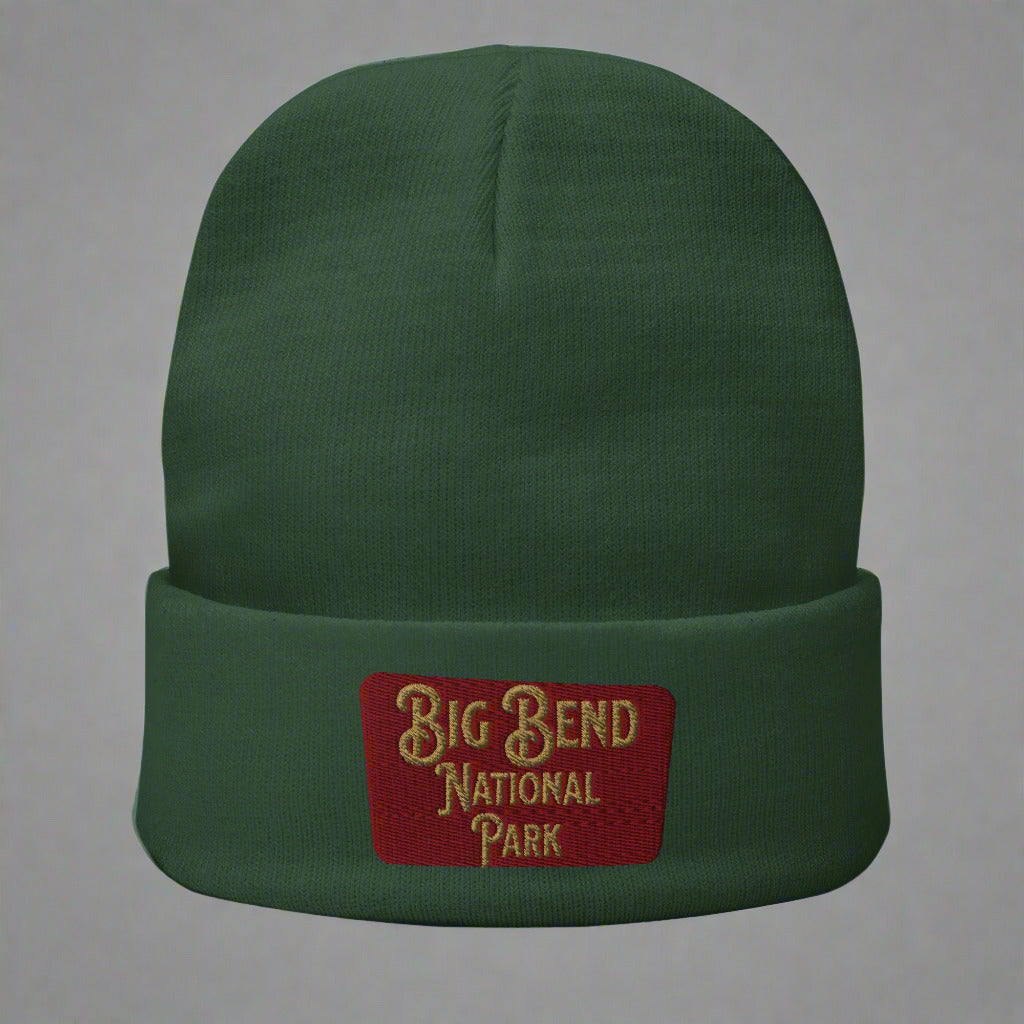 Big Bend National Park Embroidered Beanie Beanie Park Service Apparel Dark green