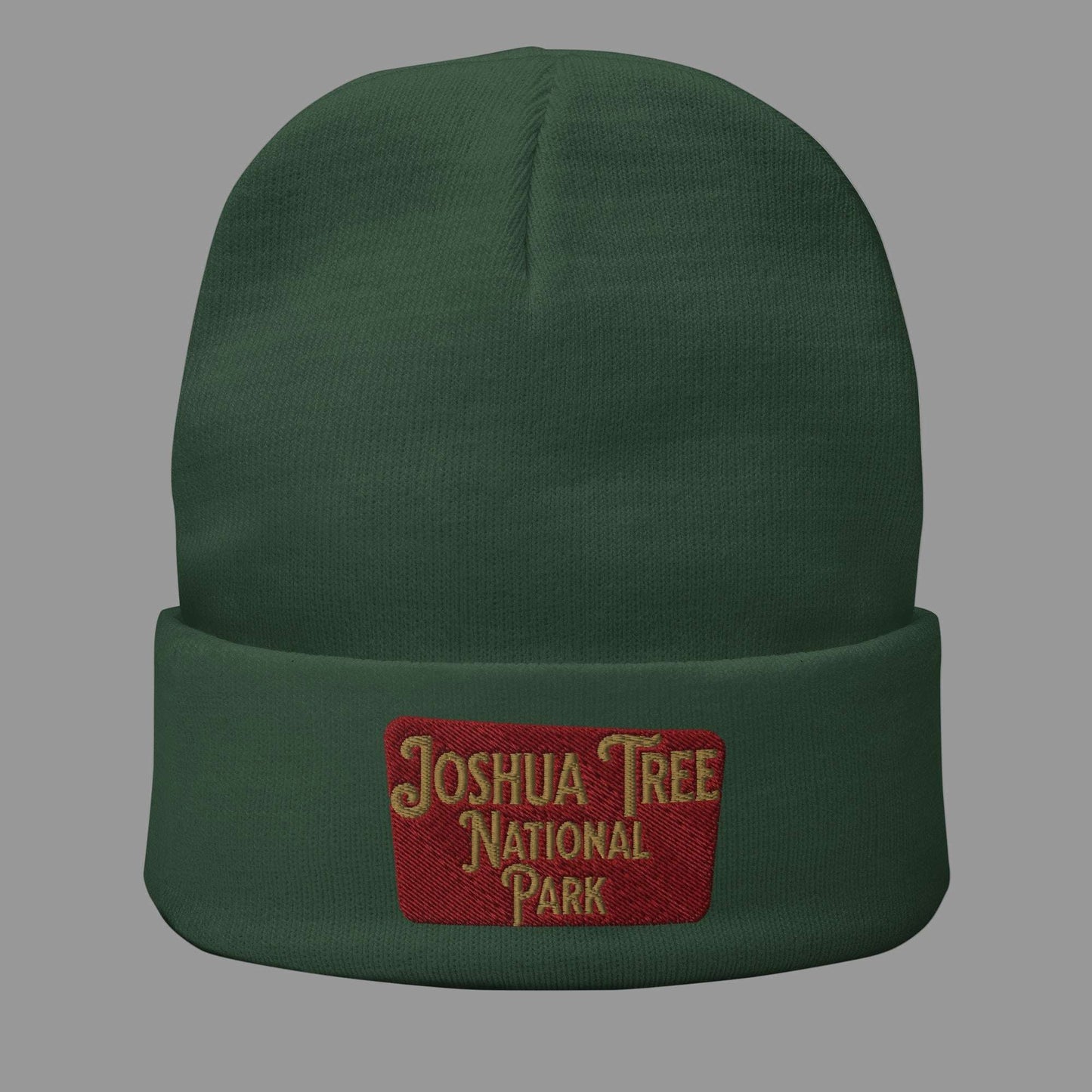 Joshua Tree Sign Embroidered Beanie Park Service Apparel Dark green
