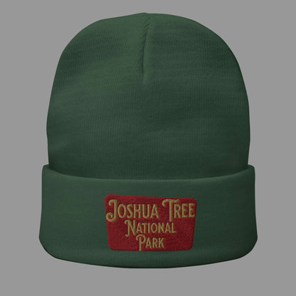 Joshua Tree Sign Embroidered Beanie Park Service Apparel Dark green