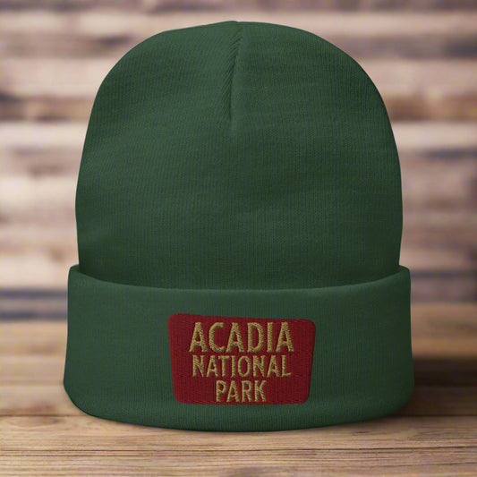Acadia Embroidered Beanie Beanie Park Service Apparel Dark green