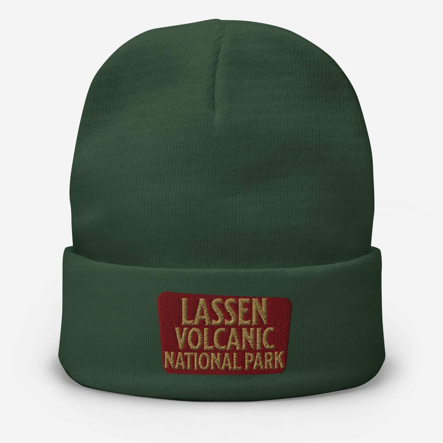 Lassen Volcanic NP Embroidered Beanie Beanie Park Service Apparel Dark green