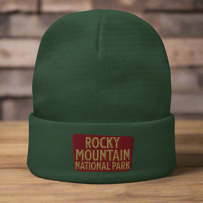 Rocky Mountain Embroidered Beanie Park Service Apparel Dark green