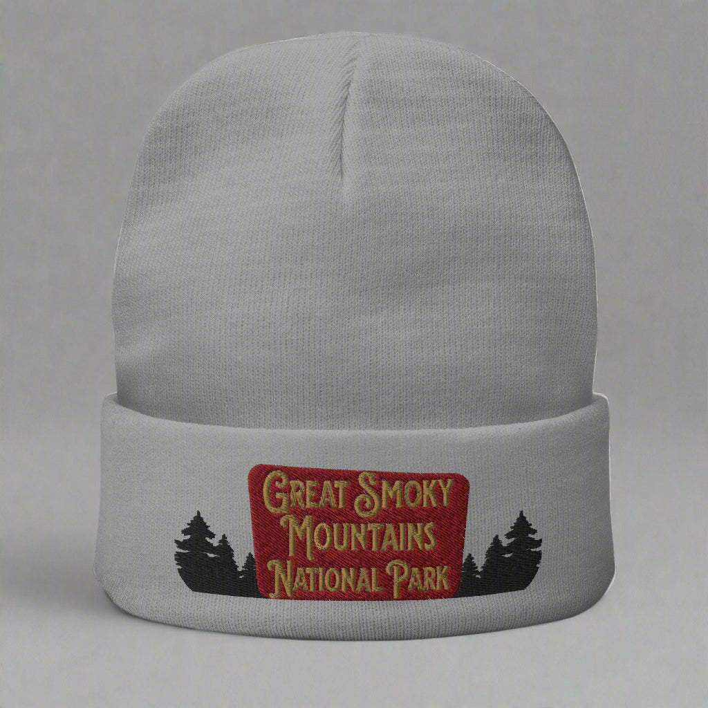 Great Smoky Mountain National Park Embroidered Beanie Beanie Park Service Apparel Gray