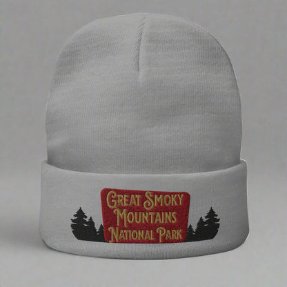Great Smoky Mountain National Park Embroidered Beanie Beanie Park Service Apparel Gray