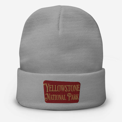 Yellowstone Sign Embroidered Beanie Beanie Park Service Apparel Gray