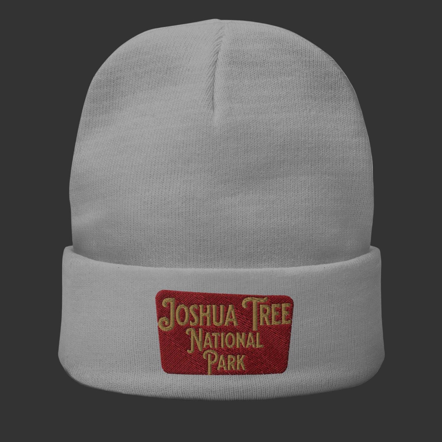 Joshua Tree Sign Embroidered Beanie Park Service Apparel Gray