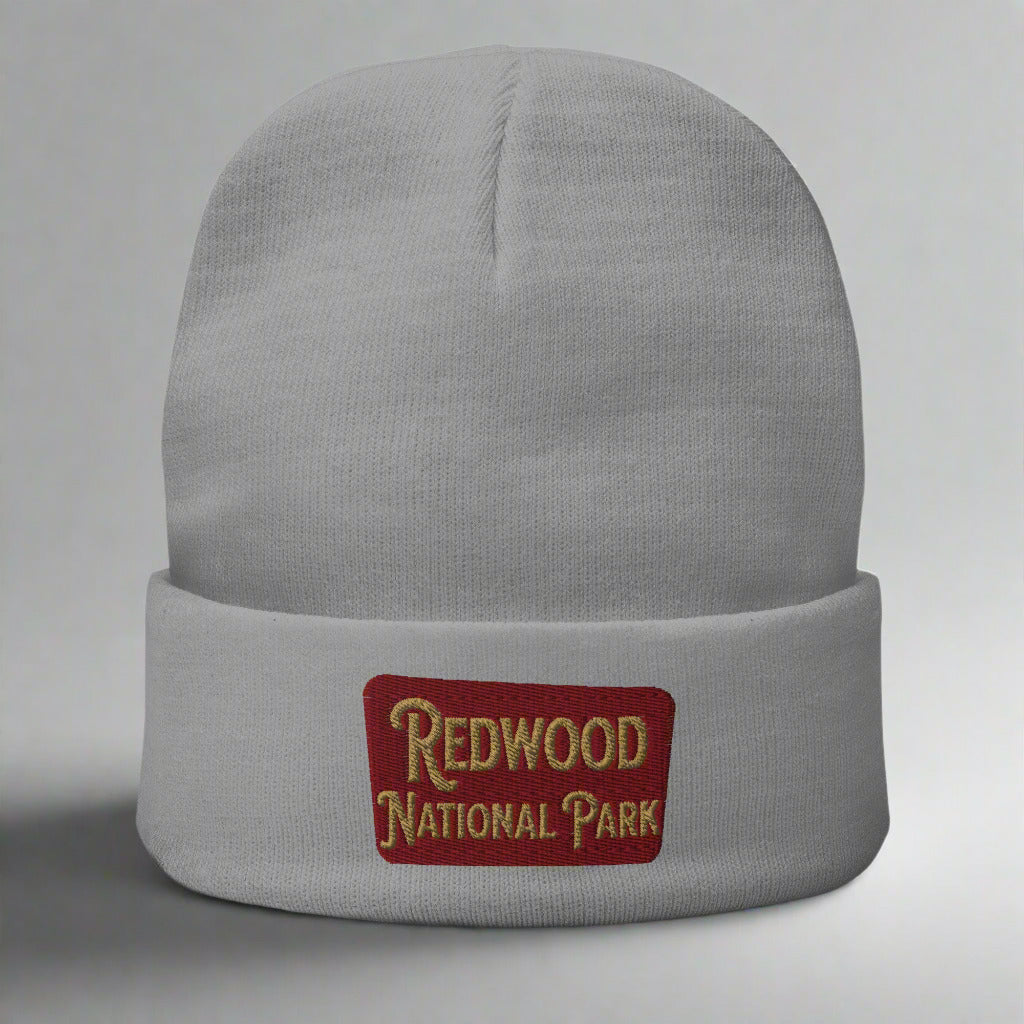 Redwood National Park Embroidered Beanie Beanie Park Service Apparel Gray