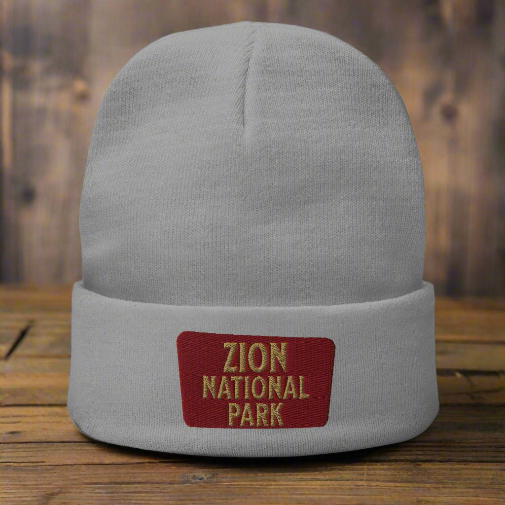Zion National Park Embroidered Beanie Beanie Park Service Apparel Gray