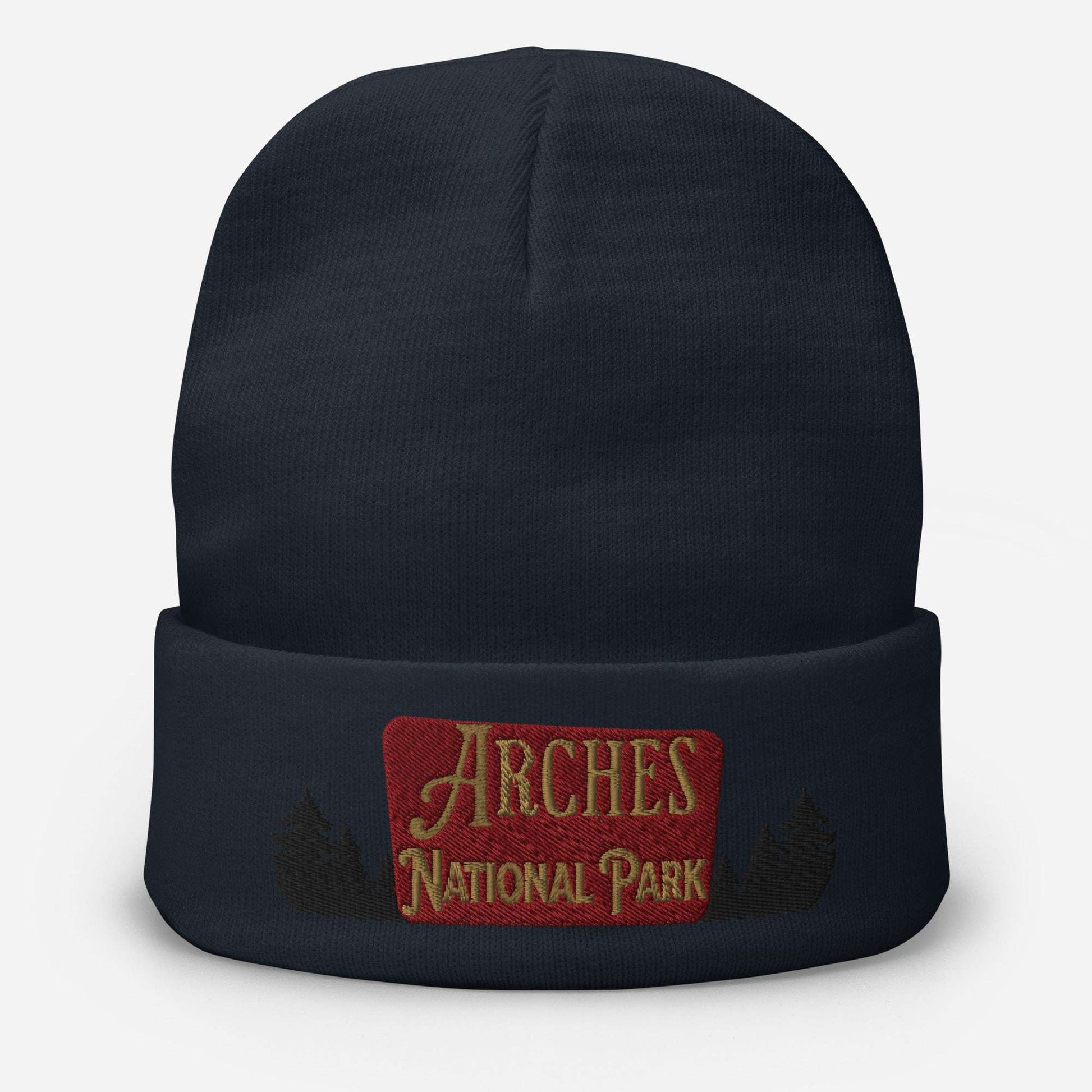 Arches National Park Sign Embroidered Beanie Beanie Park Service Apparel Navy