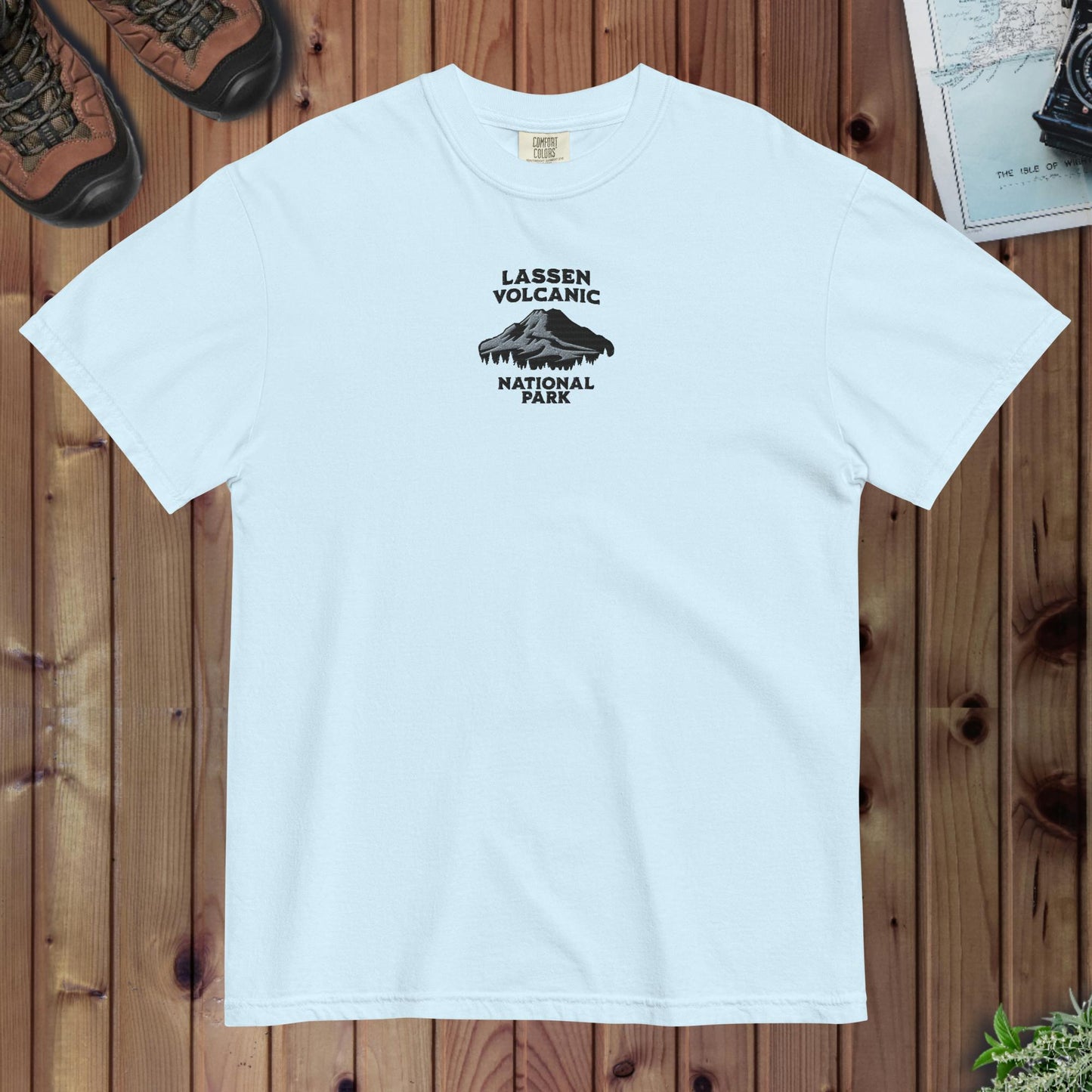 Lassen Volcanic National Park embroidered premium t-shirt alternate apparel color or product angle