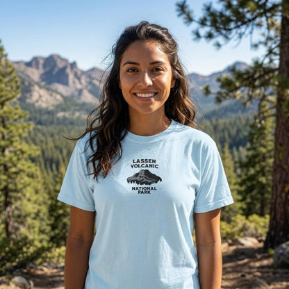Lassen Volcanic National Park embroidered premium t-shirt alternate apparel color or product angle