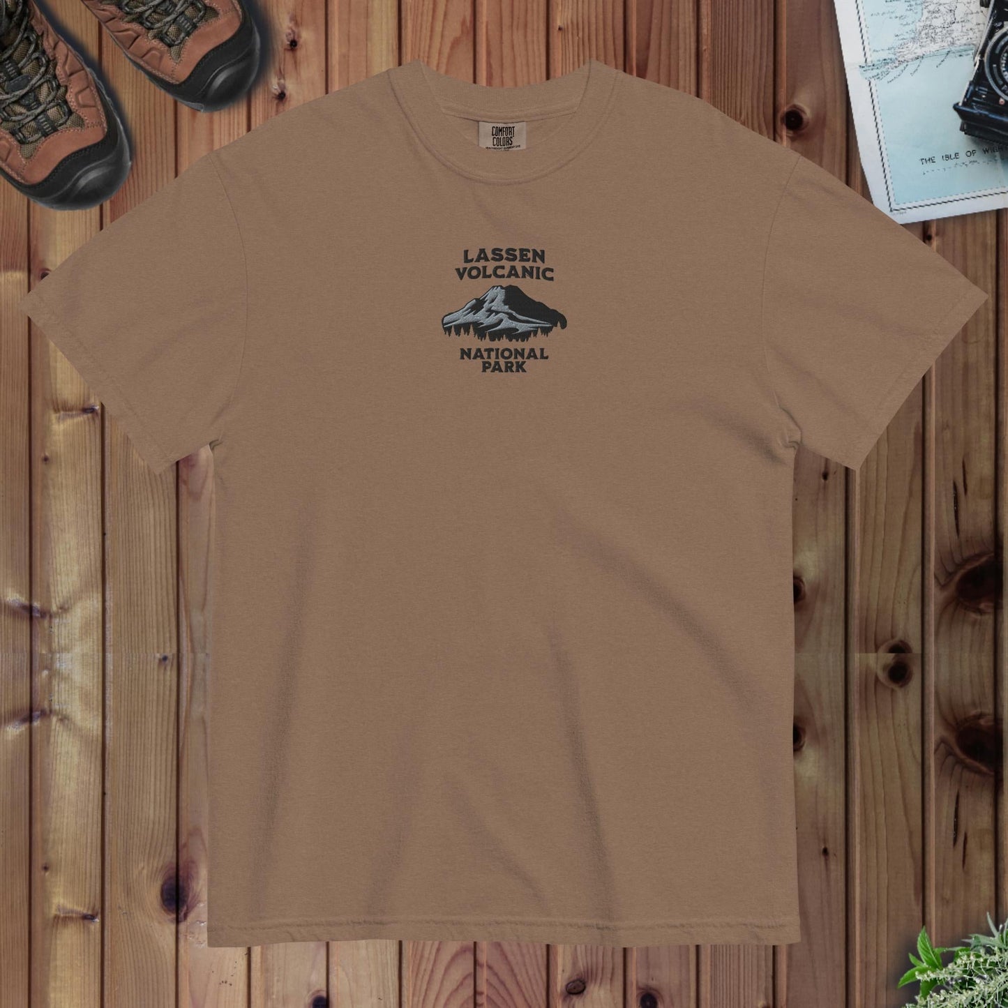 Lassen Volcanic National Park embroidered premium t-shirt detail or alternate product view
