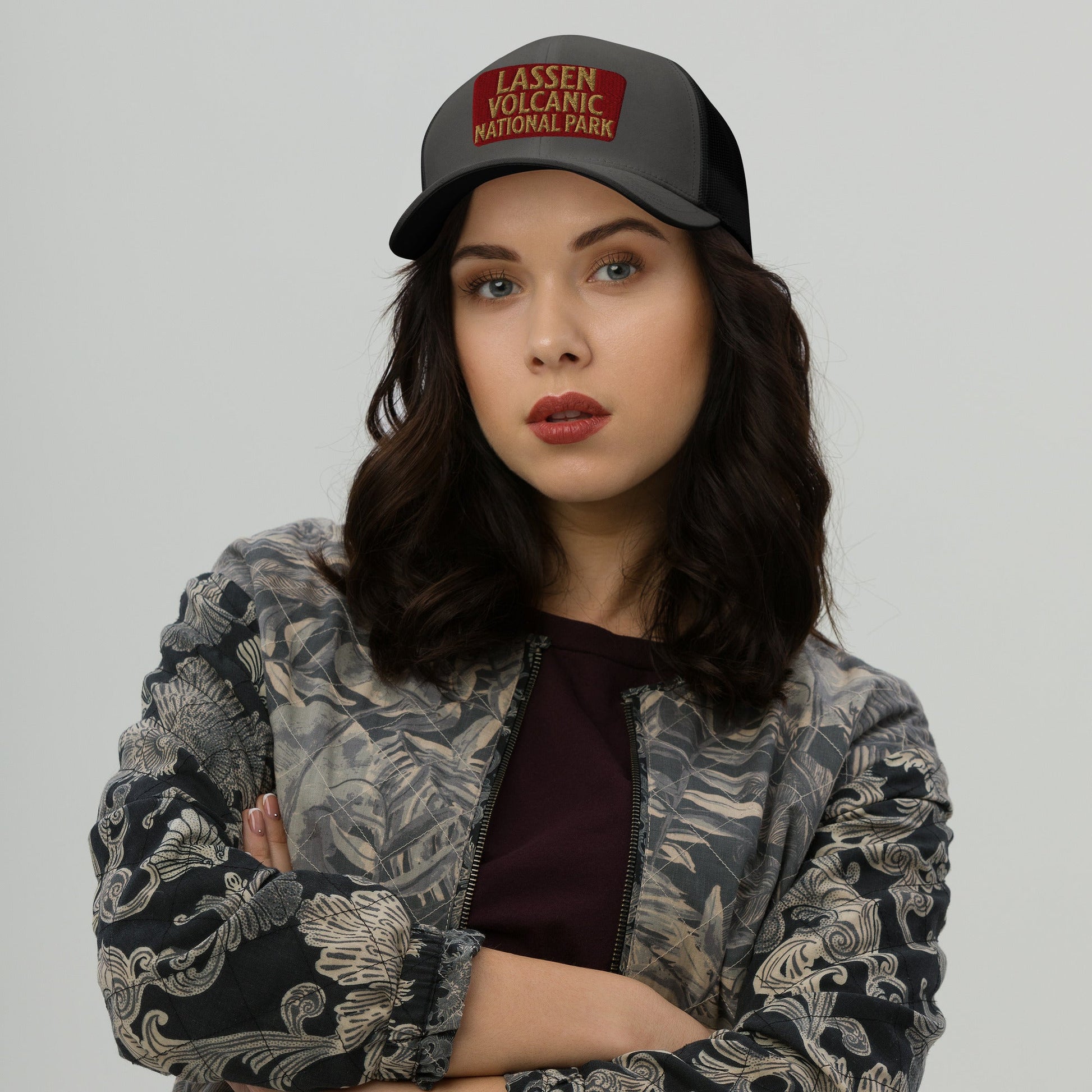 Lassen Volcanic National Park embroidered trucker hat detail or alternate product view