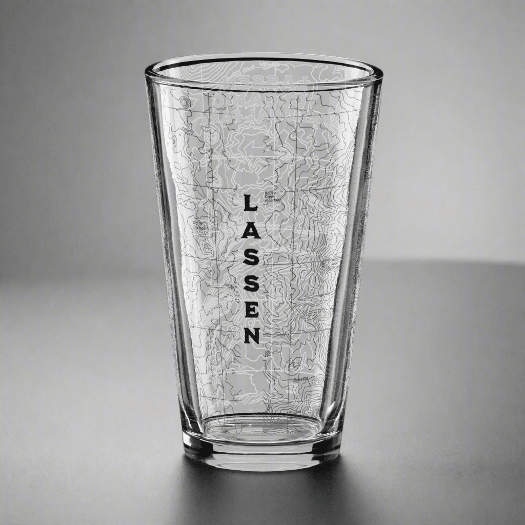 Lassen Volcanic National Park topographic pint glass alternate product angle