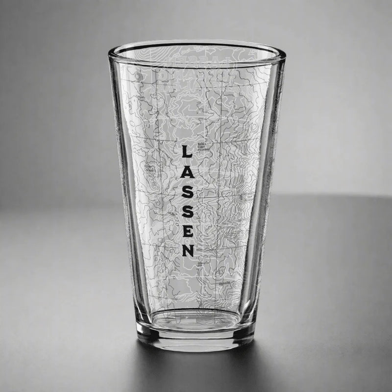 Lassen Volcanic National Park topographic pint glass alternate product angle
