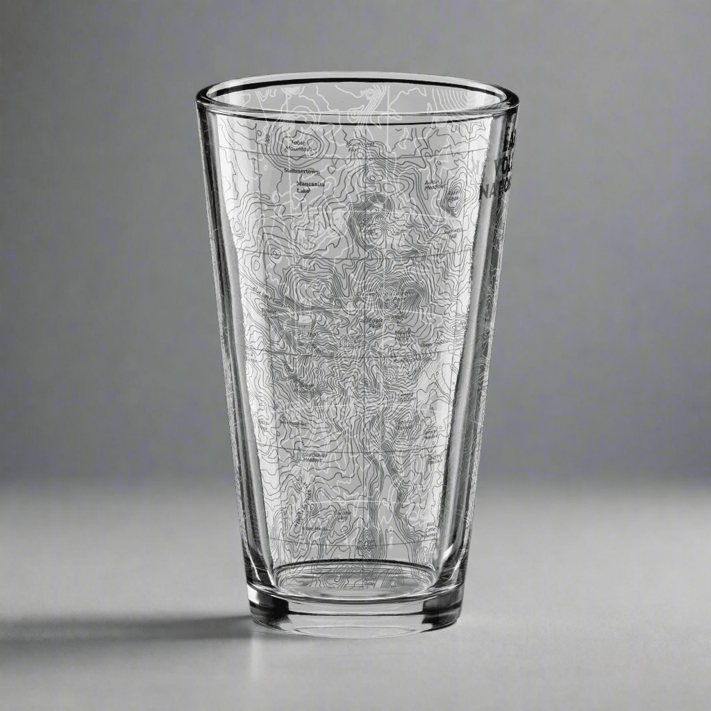 Lassen Volcanic National Park topographic pint glass design detail or product variation