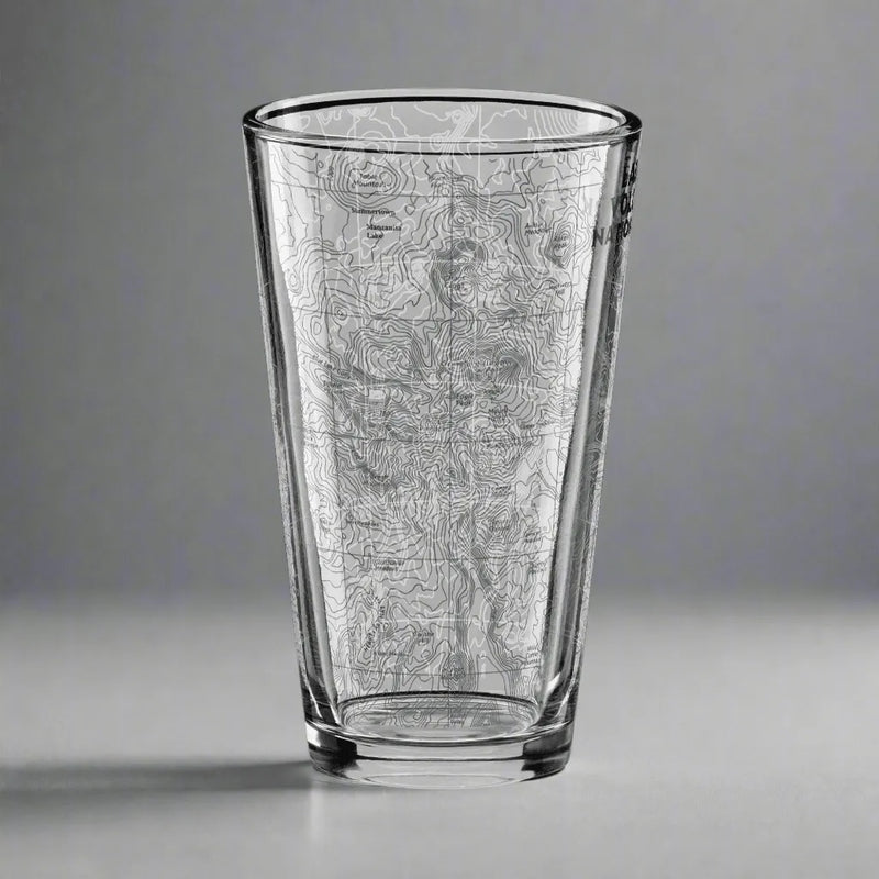 Lassen Volcanic National Park topographic pint glass design detail or product variation