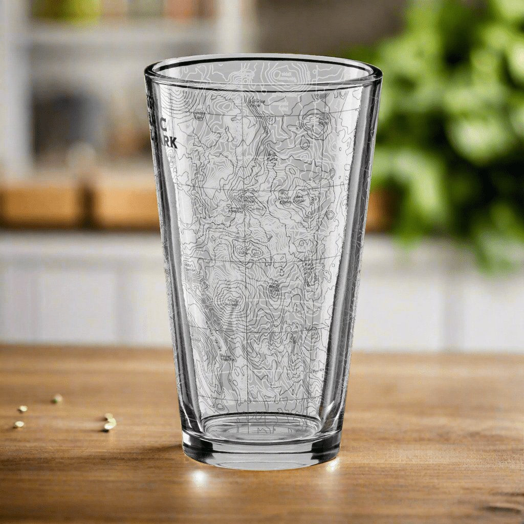 Lassen Volcanic National Park topographic pint glass alternate product angle