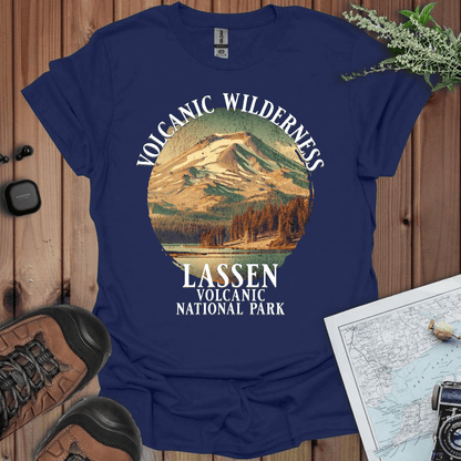Lassen Volcanic National Park volcanic wilderness graphic t-shirt shown in lifestyle or modeled setting