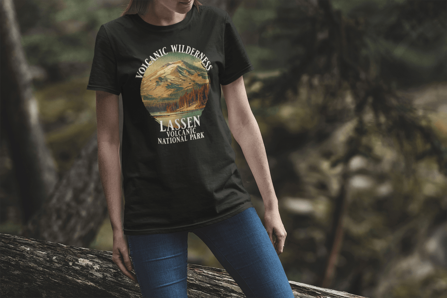 Lassen Volcanic National Park volcanic wilderness graphic t-shirt detail or alternate product view