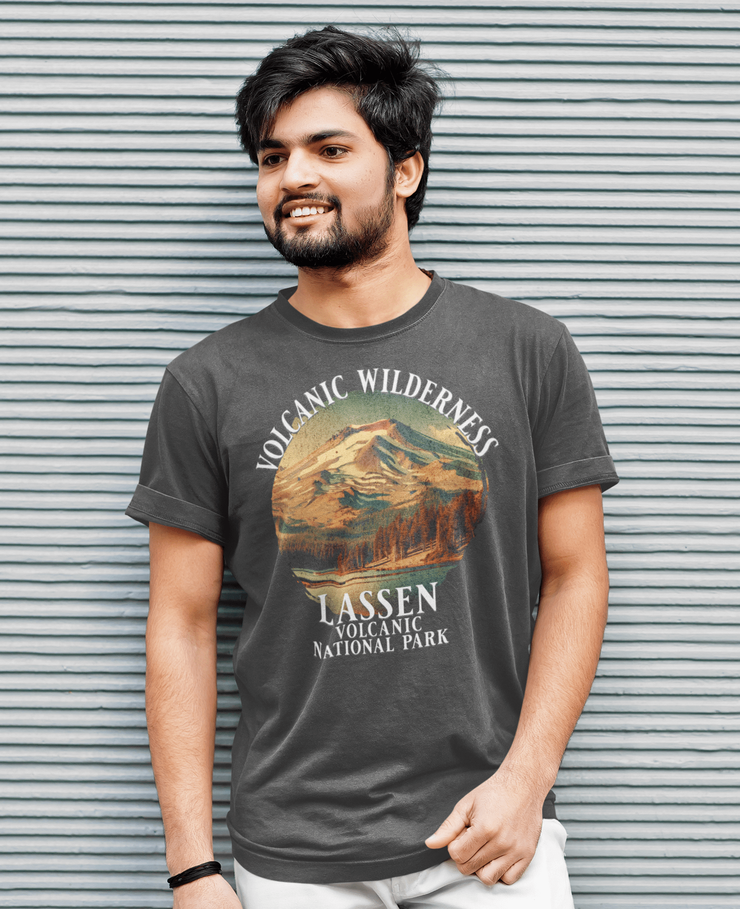 Lassen Volcanic National Park volcanic wilderness graphic t-shirt shown in lifestyle or modeled setting