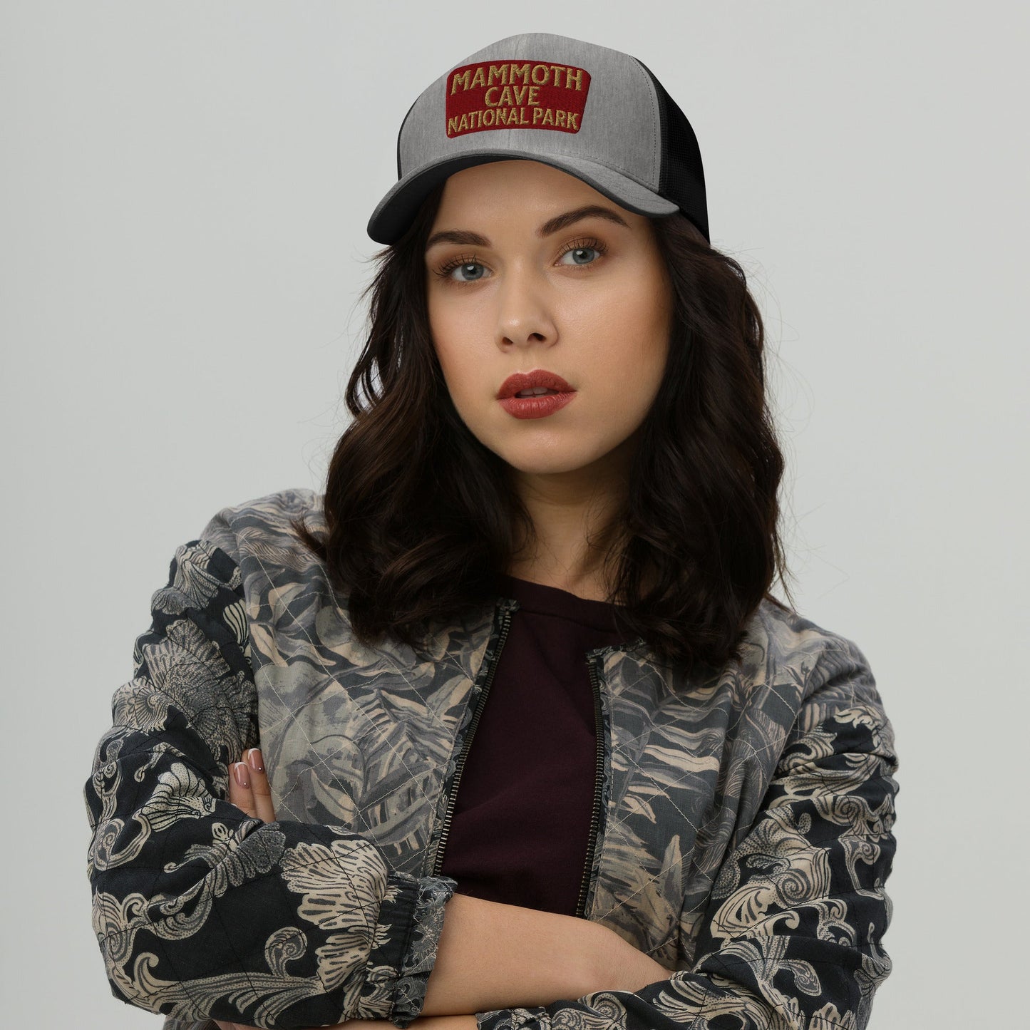 Mammoth Cave National Park embroidered trucker hat detail or alternate product view