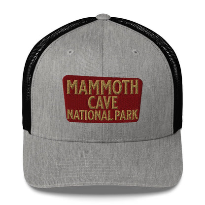Mammoth Cave National Park embroidered trucker hat shown from alternate product angle