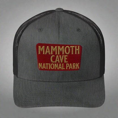 Mammoth Cave National Park embroidered trucker hat shown from alternate product angle