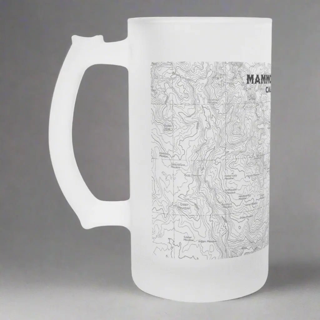 Mammoth Lakes California topographic pint mug shown from alternate product angle