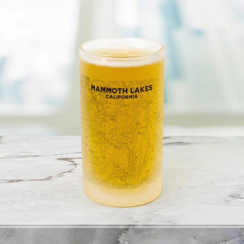 Mammoth Lakes California topographic pint mug shown from alternate product angle