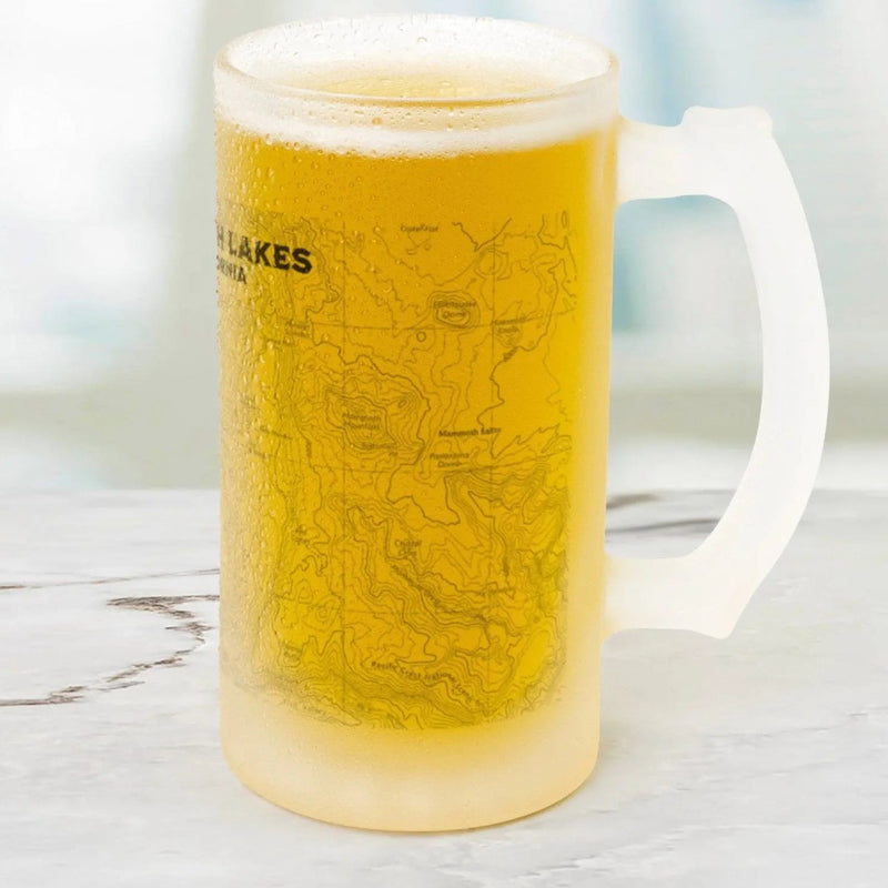 Mammoth Lakes California topographic pint mug shown from alternate product angle