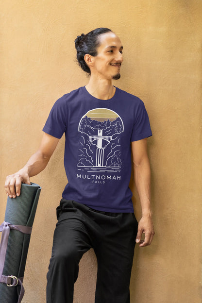 Multnomah Falls Oregon Unisex Fit Soft T-shirt River Gorge T-Shirt Printify
