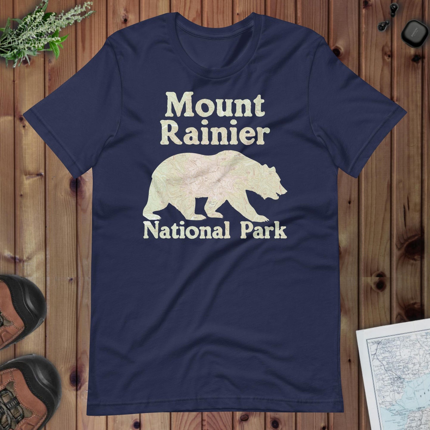 Mount Rainier Bear national park topo t-shirt alternate apparel color or product angle