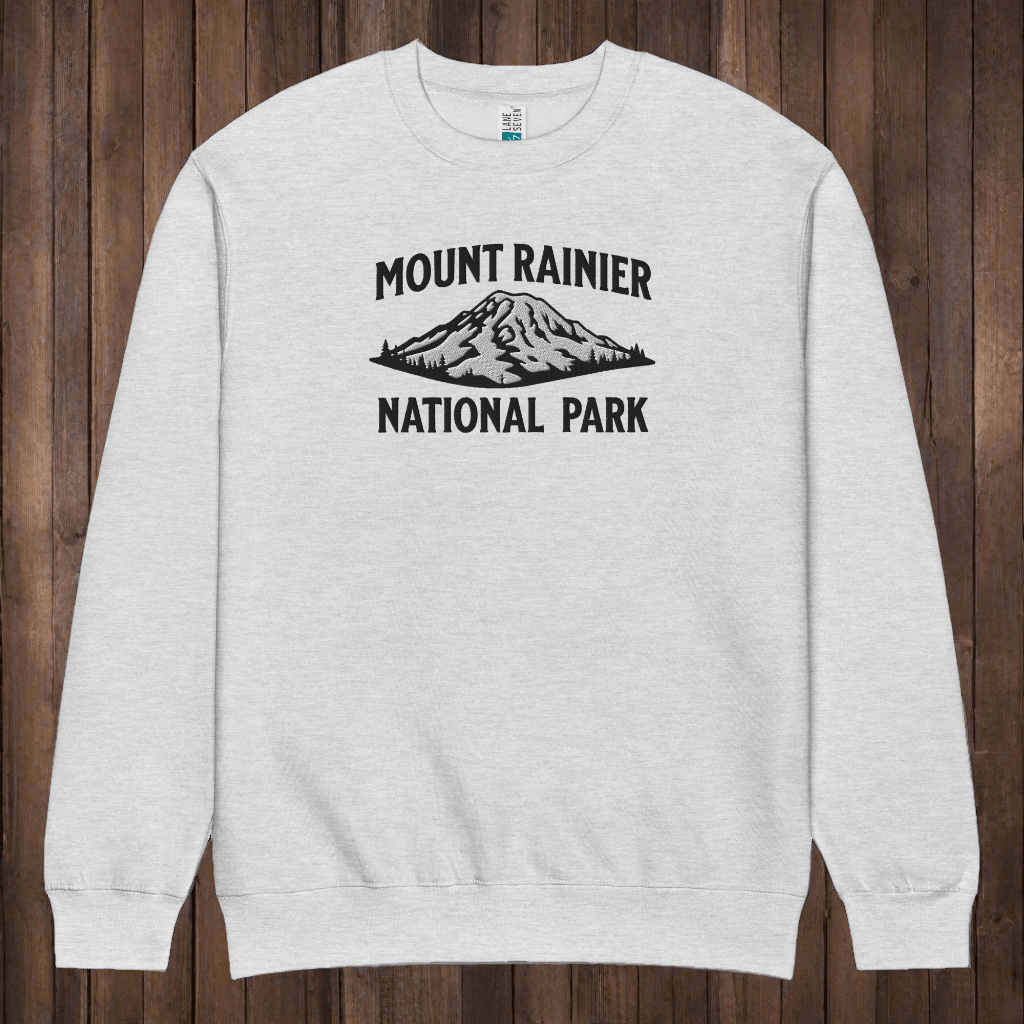 Mount Rainier embroidered mountain crewneck sweatshirt primary product view