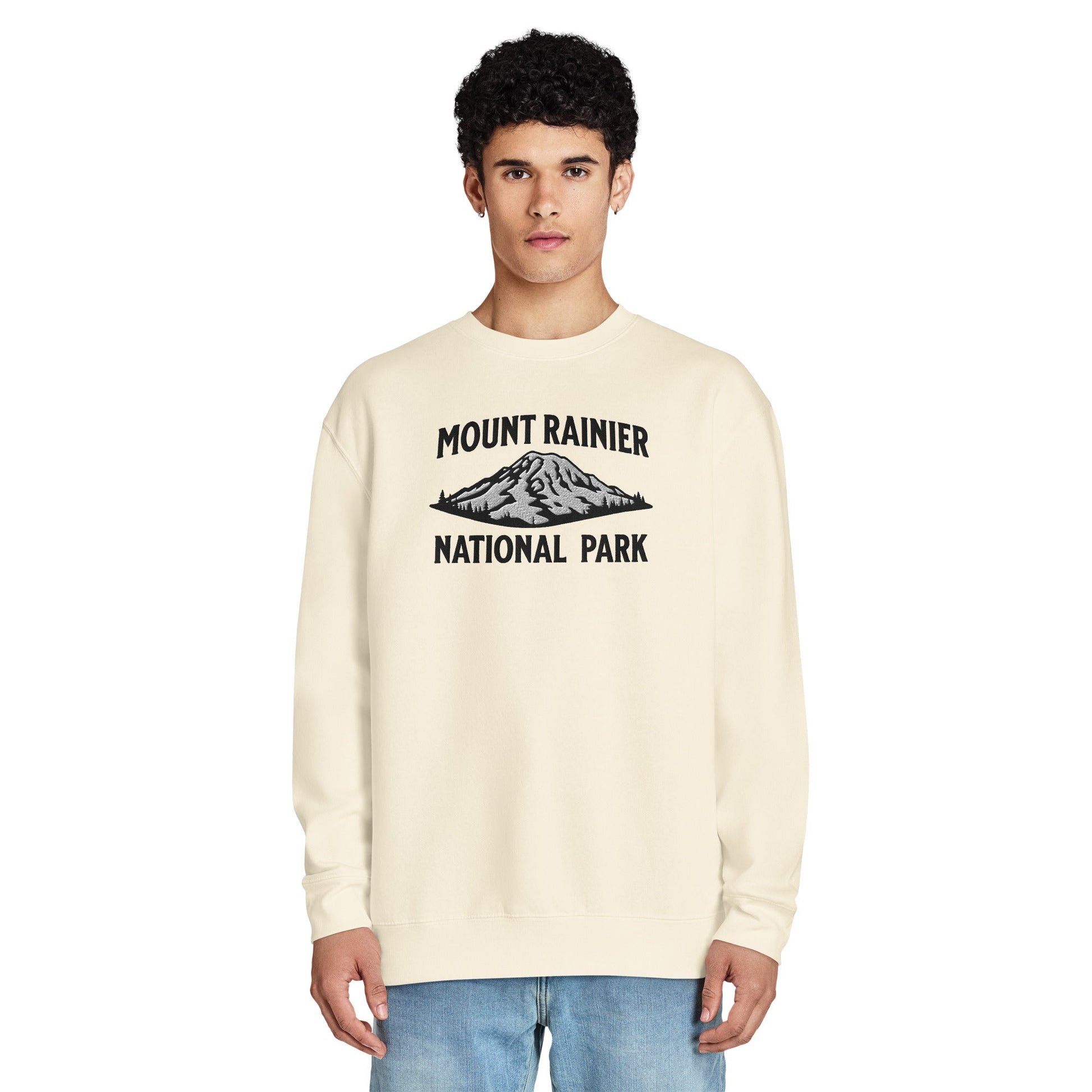 Mount Rainier embroidered mountain crewneck sweatshirt alternate color or product angle
