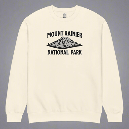 Mount Rainier embroidered mountain crewneck sweatshirt shown in lifestyle or modeled setting