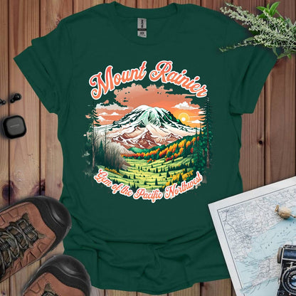 Mount Rainier Gem of the Pacific Northwest graphic t-shirt shown in lifestyle or modeled setting
