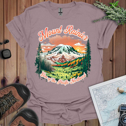 Mount Rainier Gem of the Pacific Northwest graphic t-shirt shown from alternate product angle