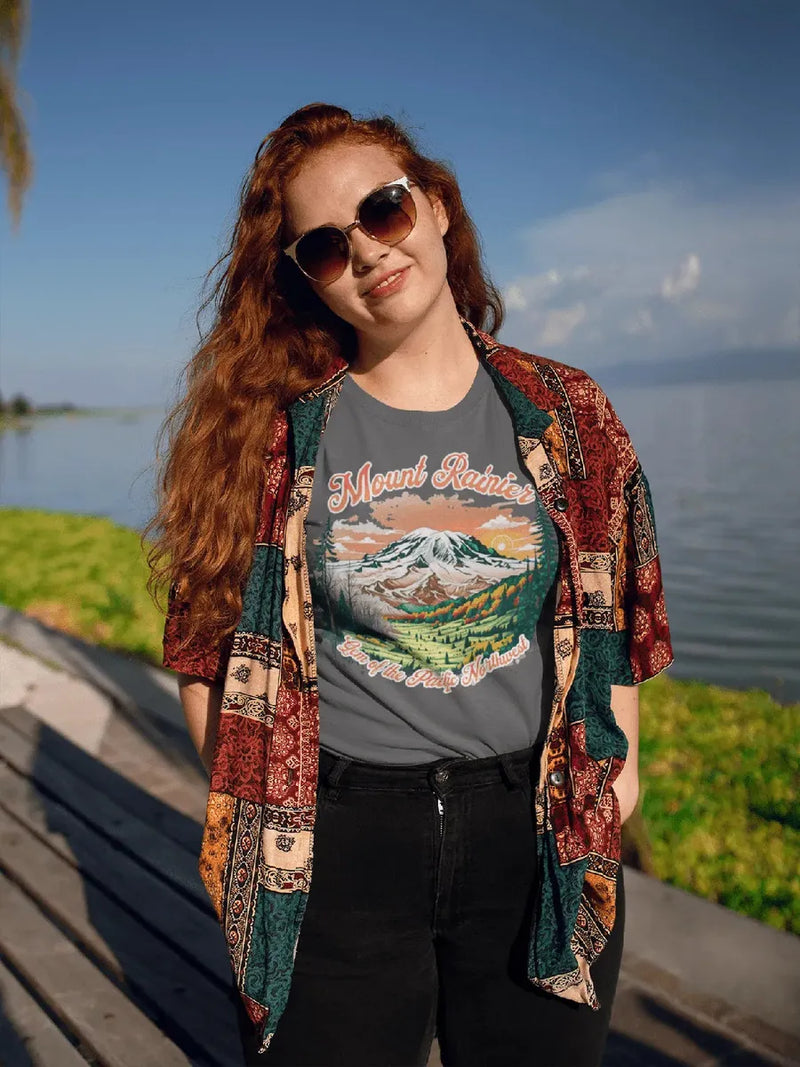 Mount Rainier Gem of the Pacific Northwest graphic t-shirt shown in lifestyle or modeled setting