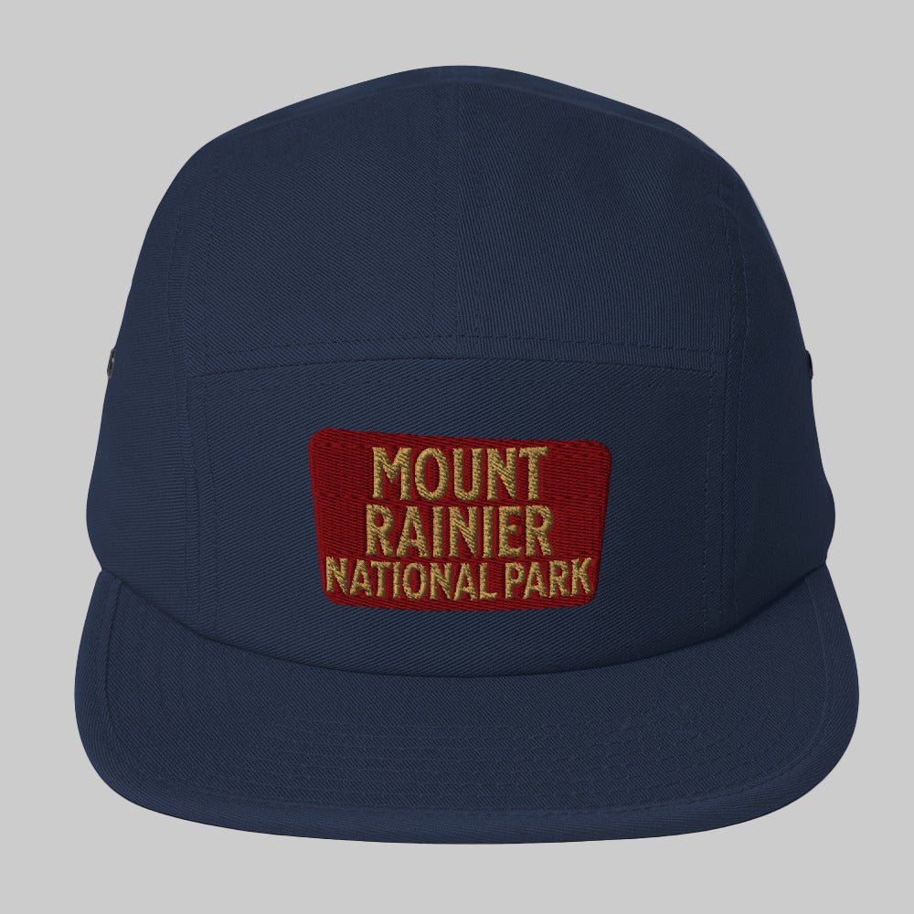 Mount Rainier National Park 5-panel hat shown in lifestyle or modeled setting
