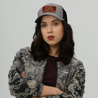 Mount Rainier National Park embroidered trucker hat detail or alternate product view