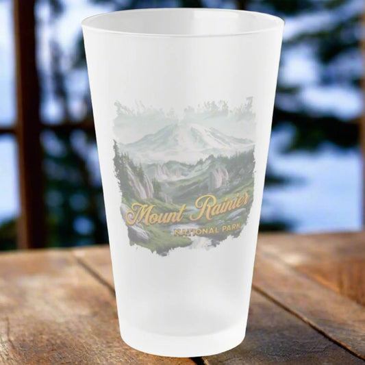 Mount Rainier National Park Frosted Pint Glass, 16oz - Parks ApparelMug
