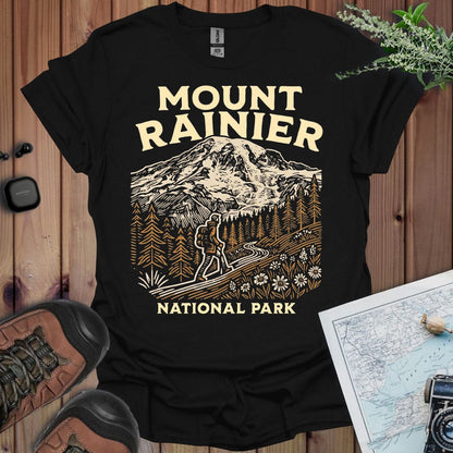 Mount Rainier National Park hiker graphic t-shirt alternate apparel color or product angle