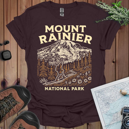 Mount Rainier National Park hiker graphic t-shirt primary product view