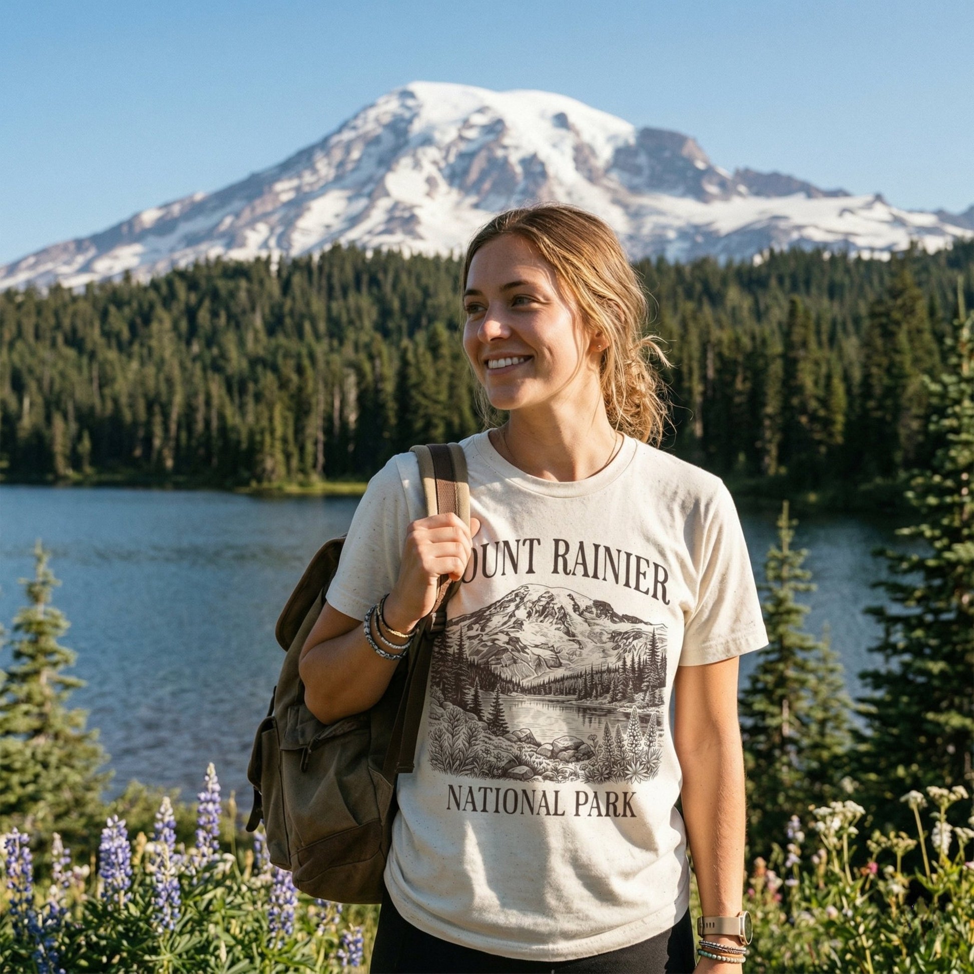 Mount Rainier National Park rustic graphic t-shirt alternate apparel color or product angle